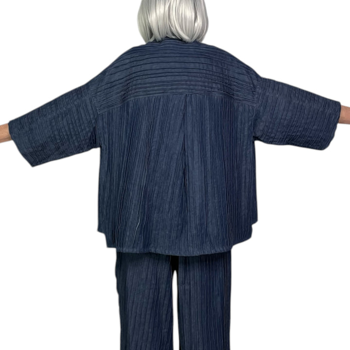 RIPPLE TUCK DENIM CROP JACKET