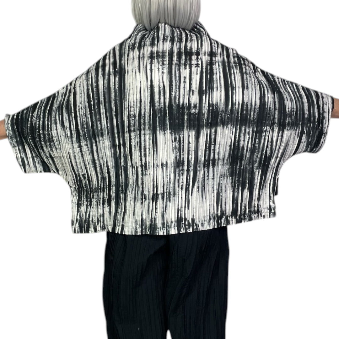 RIPPLE TUCK TIE DYE FUNNEL NECK TOP
