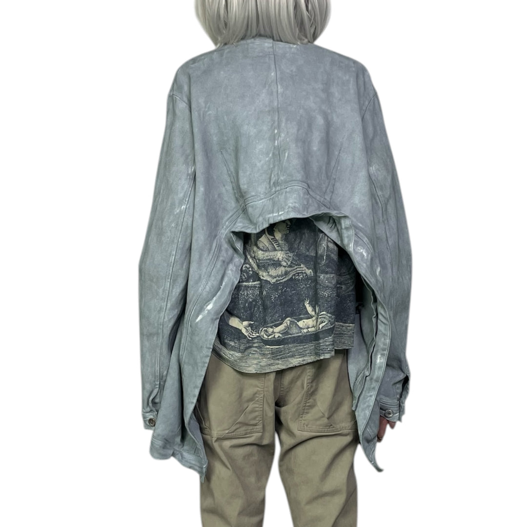 CURVED LACE BACK DENIM JACKET