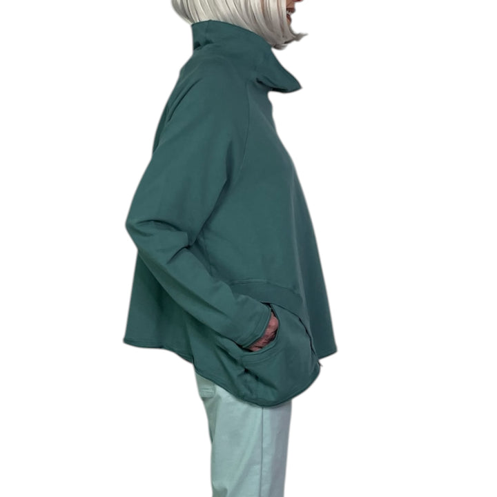 STAND COLLAR FRENCH TERRY TOP