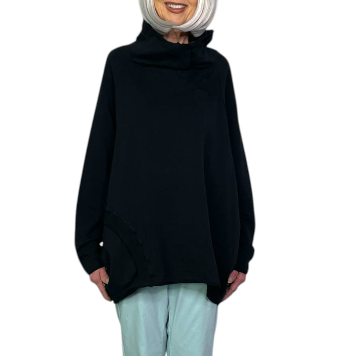 STAND COLLAR FRENCH TERRY TOP