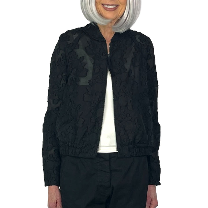 JACQUARD ZIP BOMBER JACKET