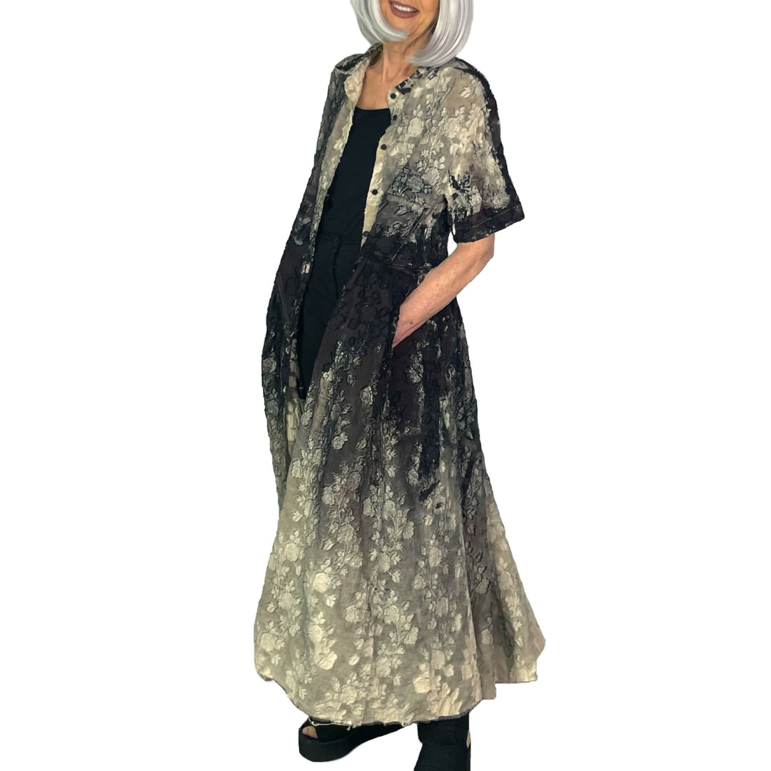 HAND PAINTED JACQUARD LONG DRESS