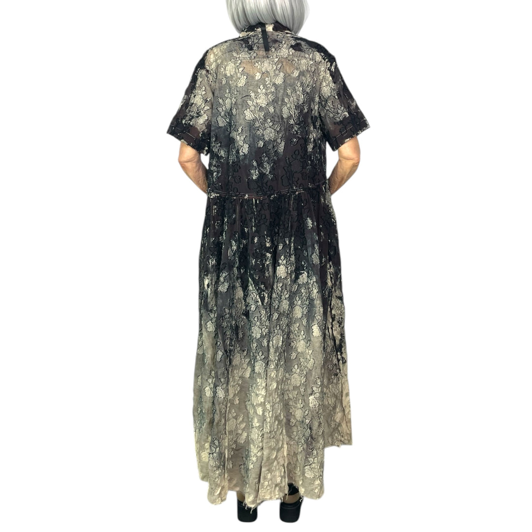 HAND PAINTED JACQUARD LONG DRESS