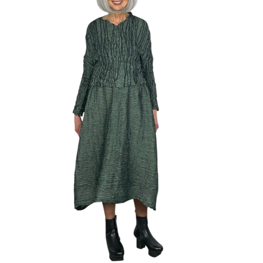 GAUZE BORDER HORIZONTAL PLEAT SKIRT