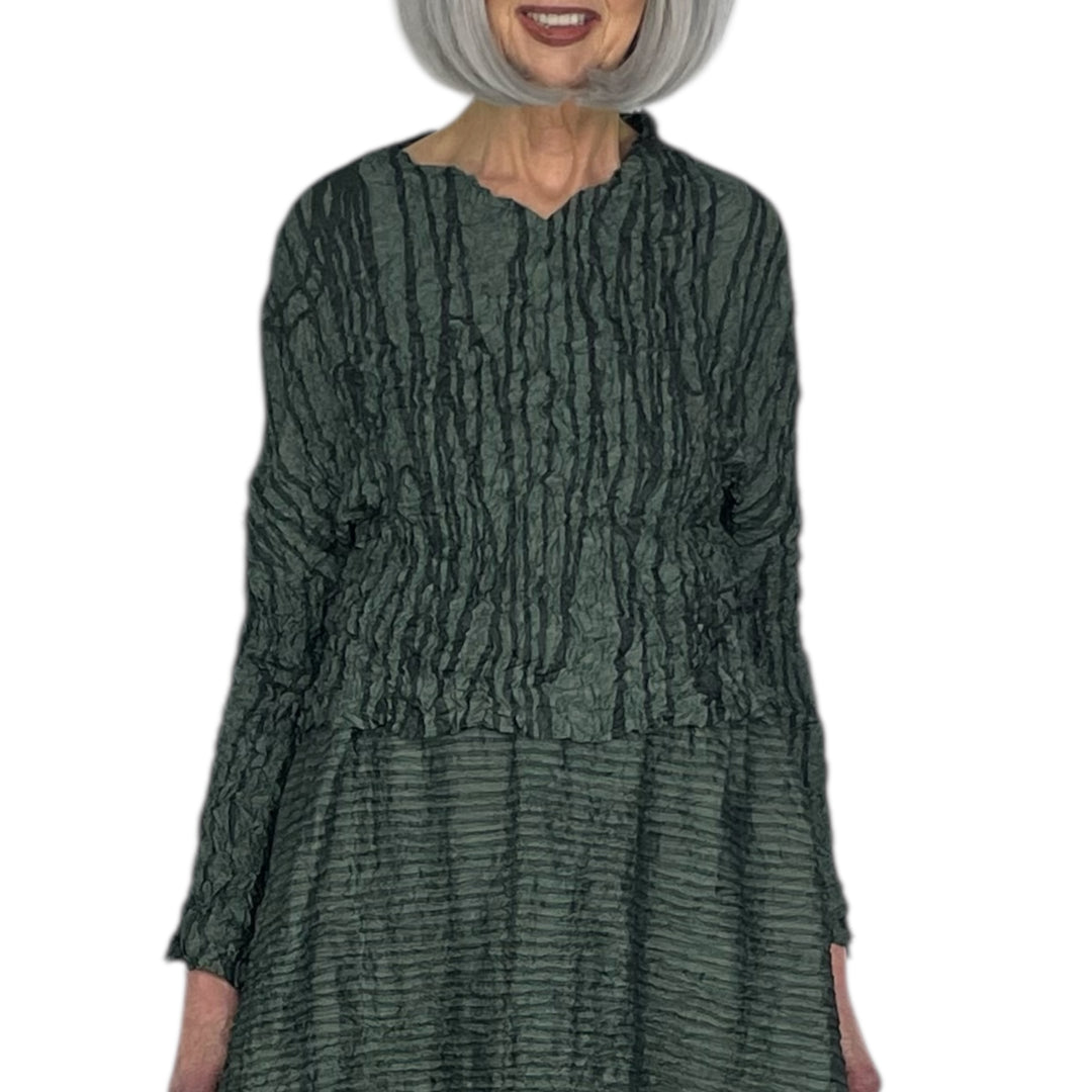 LINES PRINT CRINKLE PLEAT TOP