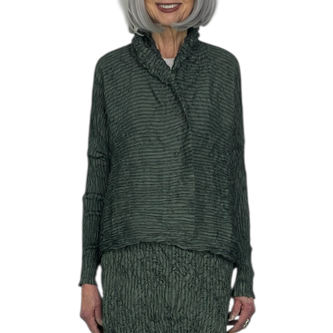 GAUZE BORDER HORIZONTAL PLEAT JACKET