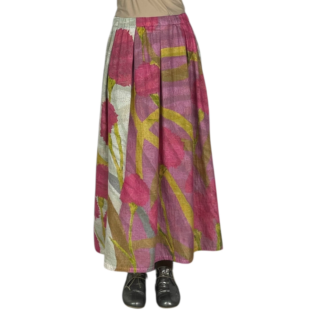 MARIGOLD PRINT TUCKED GATHER SKIRT