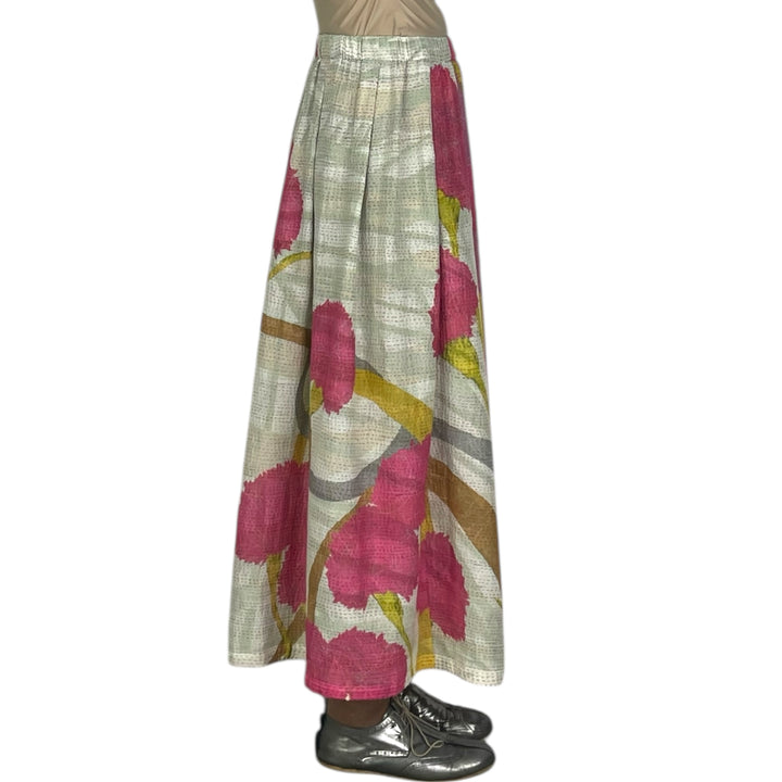 MARIGOLD PRINT TUCKED GATHER SKIRT