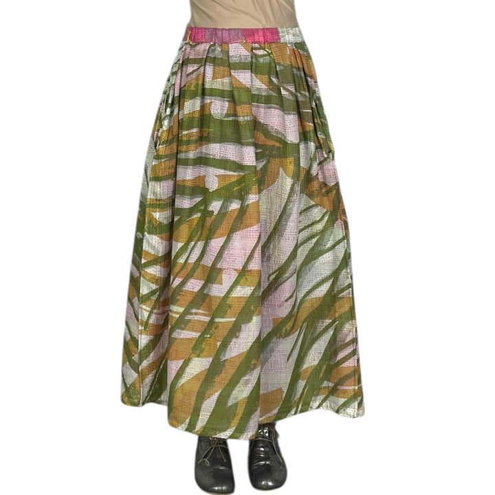 MARIGOLD PRINT TUCKED GATHER SKIRT