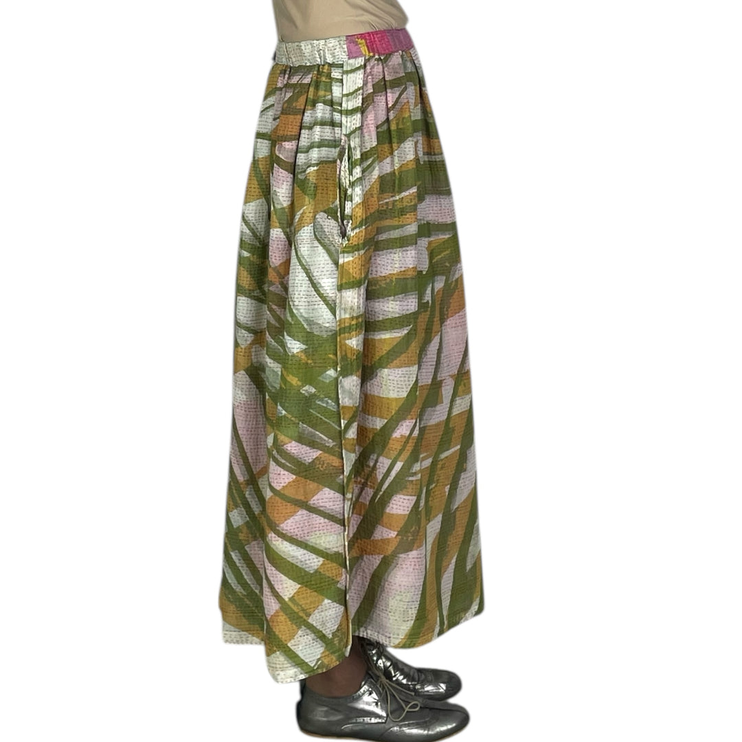 MARIGOLD PRINT TUCKED GATHER SKIRT