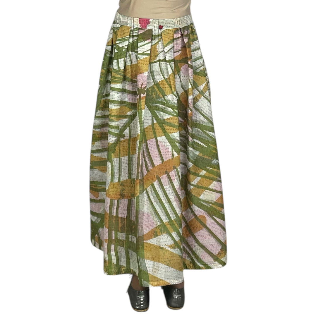 MARIGOLD PRINT TUCKED GATHER SKIRT