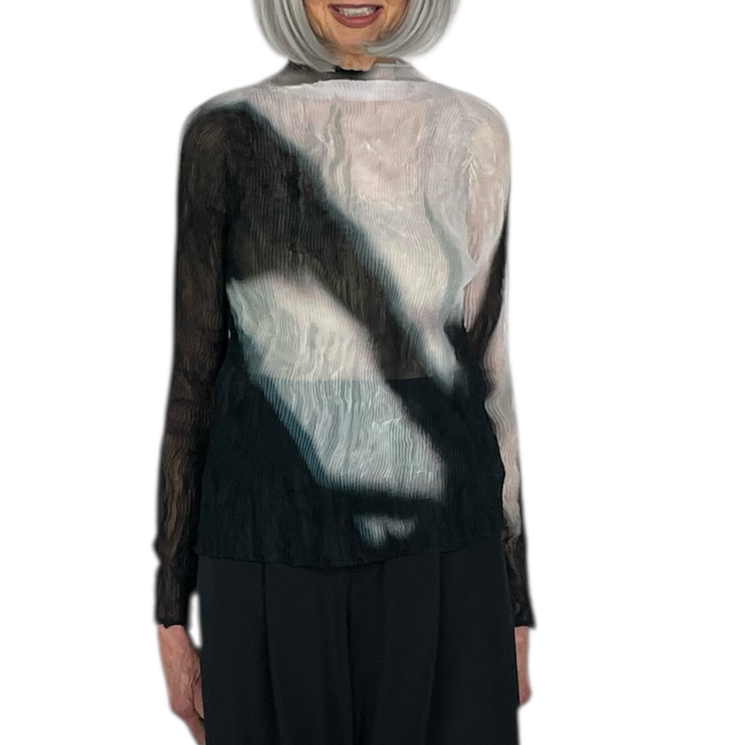 SHADOW STUDY CHIFFON TWIST HI-NECK TOP