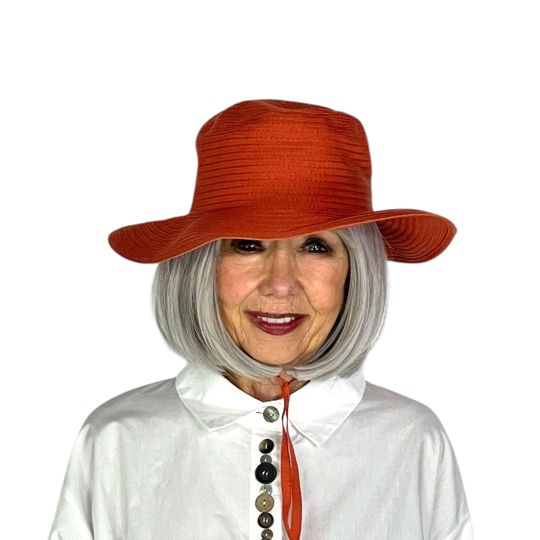 MEDIUM BRIM RIBBON HAT W/TIE