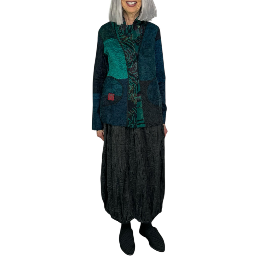EMERALD GREEN KANTHA SIMPLE JACKET