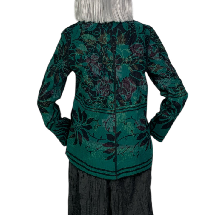 EMERALD GREEN KANTHA SIMPLE JACKET