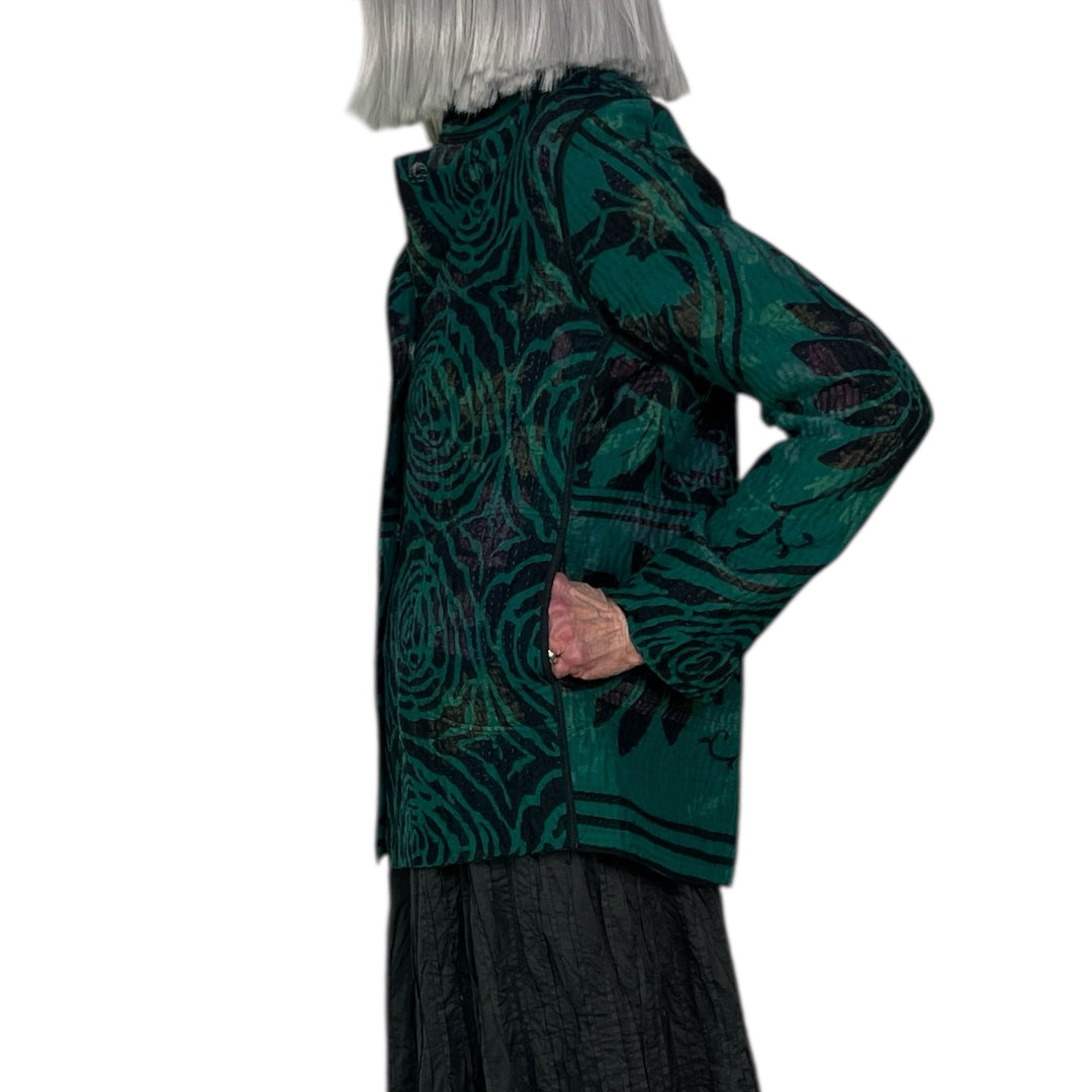 EMERALD GREEN KANTHA SIMPLE JACKET