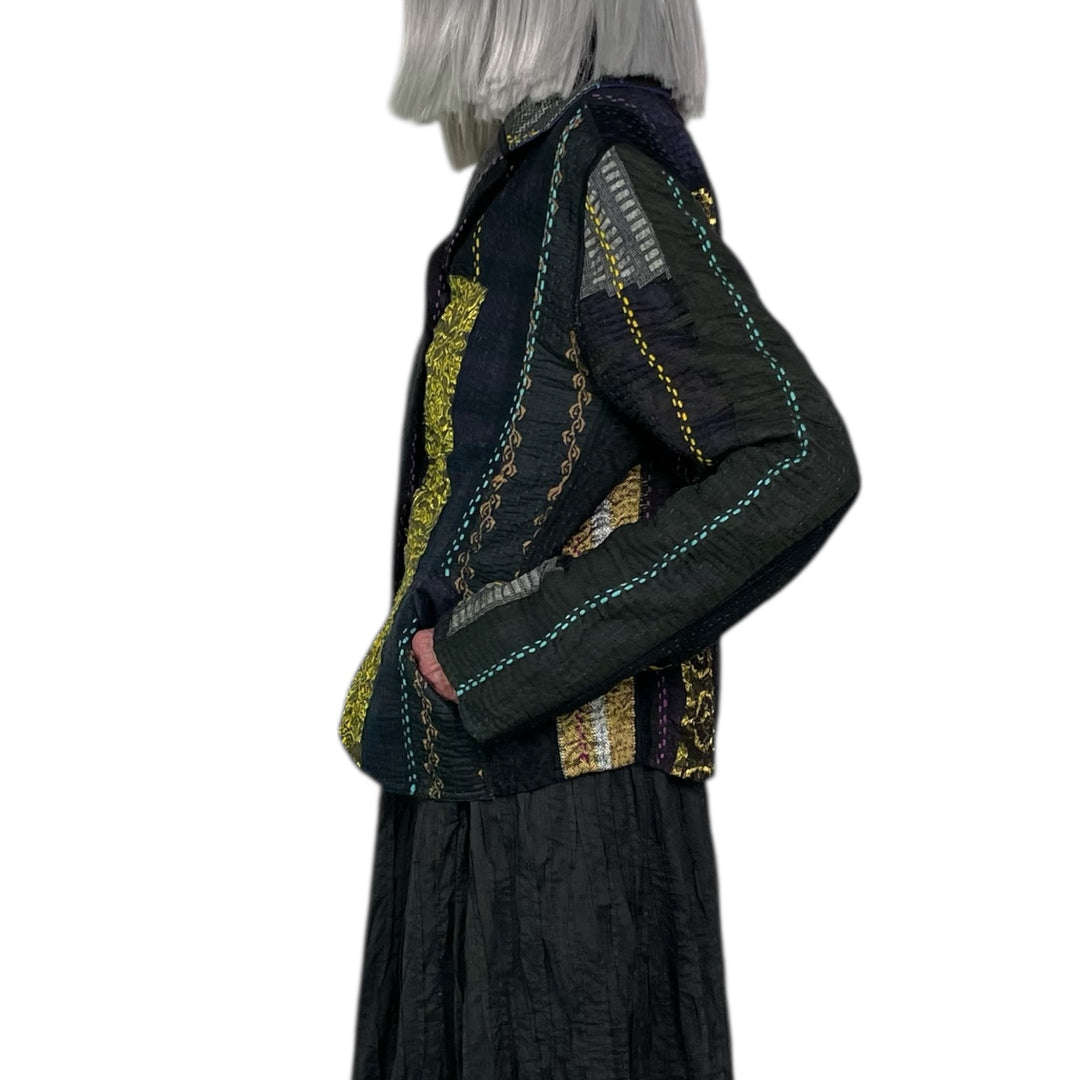 JEWEL WOVEN CROPPED BASIC JACKET