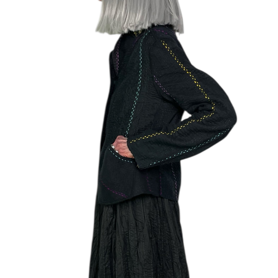 JEWEL WOVEN CROPPED BASIC JACKET