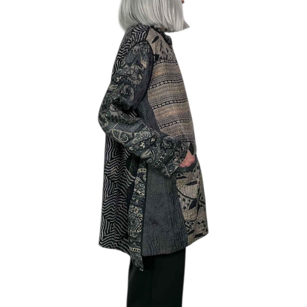 SILK JACQUARD KAFTAN JACKET MEDIUM