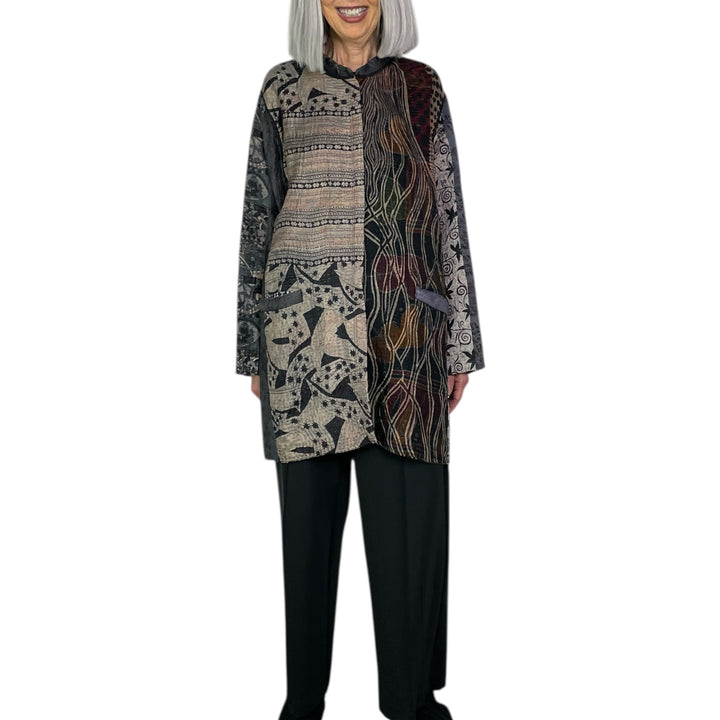 SILK JACQUARD KAFTAN JACKET MEDIUM
