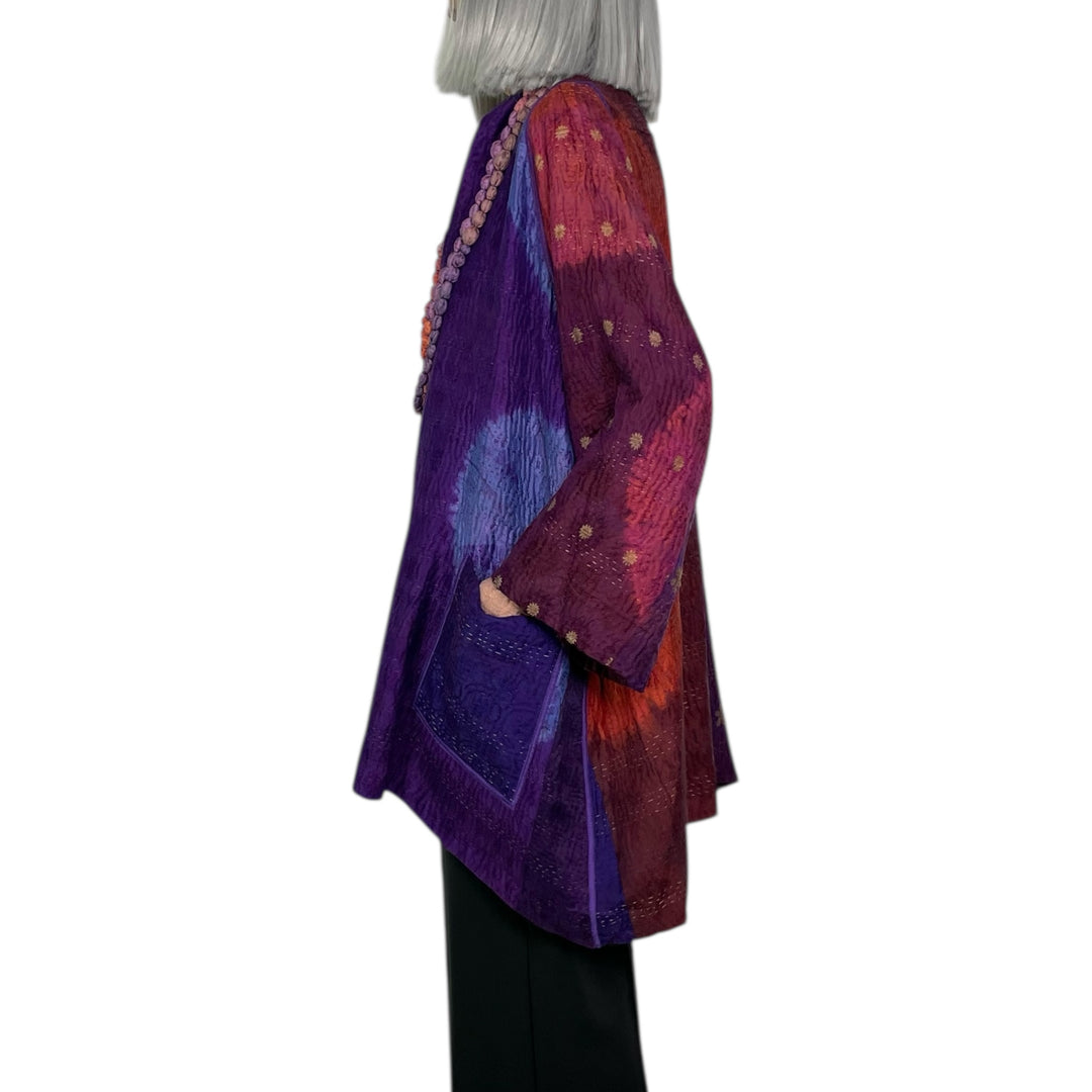 TIE DYE CIRCLE SHIBORI A-LINE JACKET