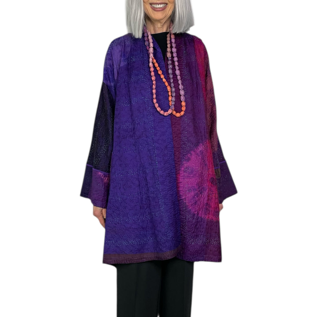 TIE-DYE CIRCLE SHIBORI KIMONO LONG JACKET