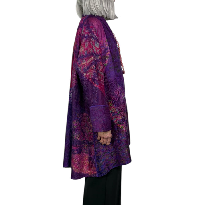 TIE-DYE CIRCLE SHIBORI KIMONO LONG JACKET