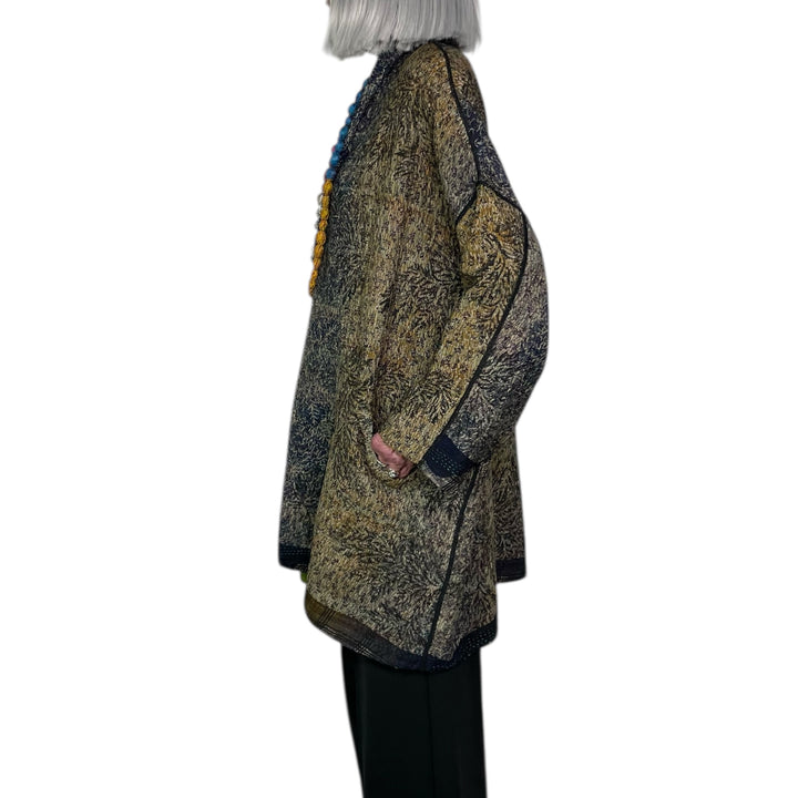 VINTAGE SILK GEORGETTE AND COTTON HAORI JACKET