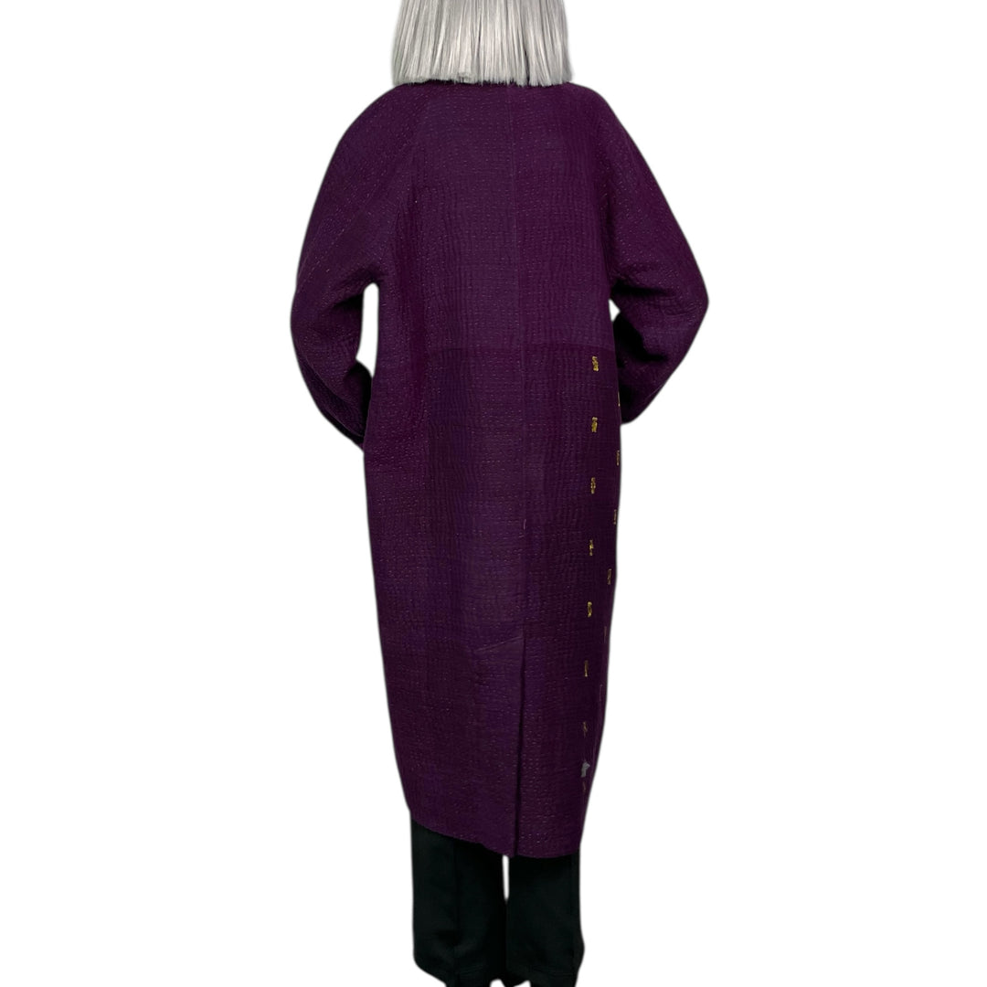 JACQUARD/WOVEN KANTHA RAGLAN SLEEVE COAT