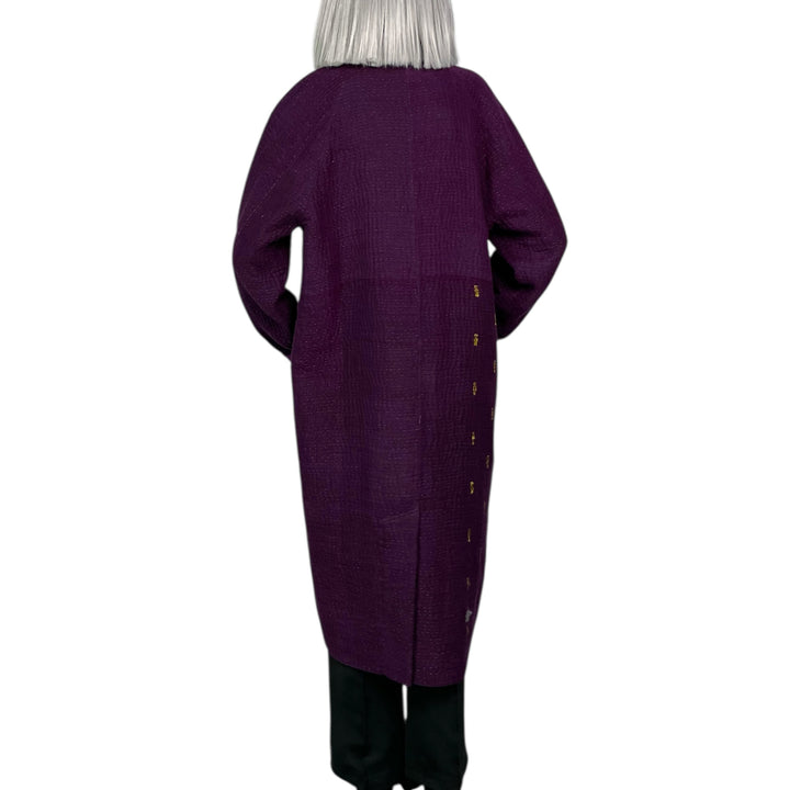 JACQUARD/WOVEN KANTHA RAGLAN SLEEVE COAT