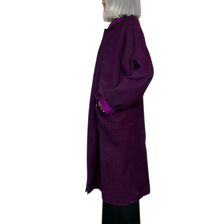 JACQUARD/WOVEN KANTHA RAGLAN SLEEVE COAT