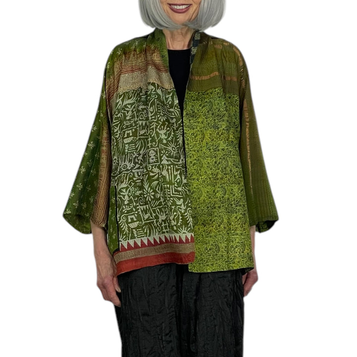 VINTAGE SILK KANTHA KIMONO JACKET