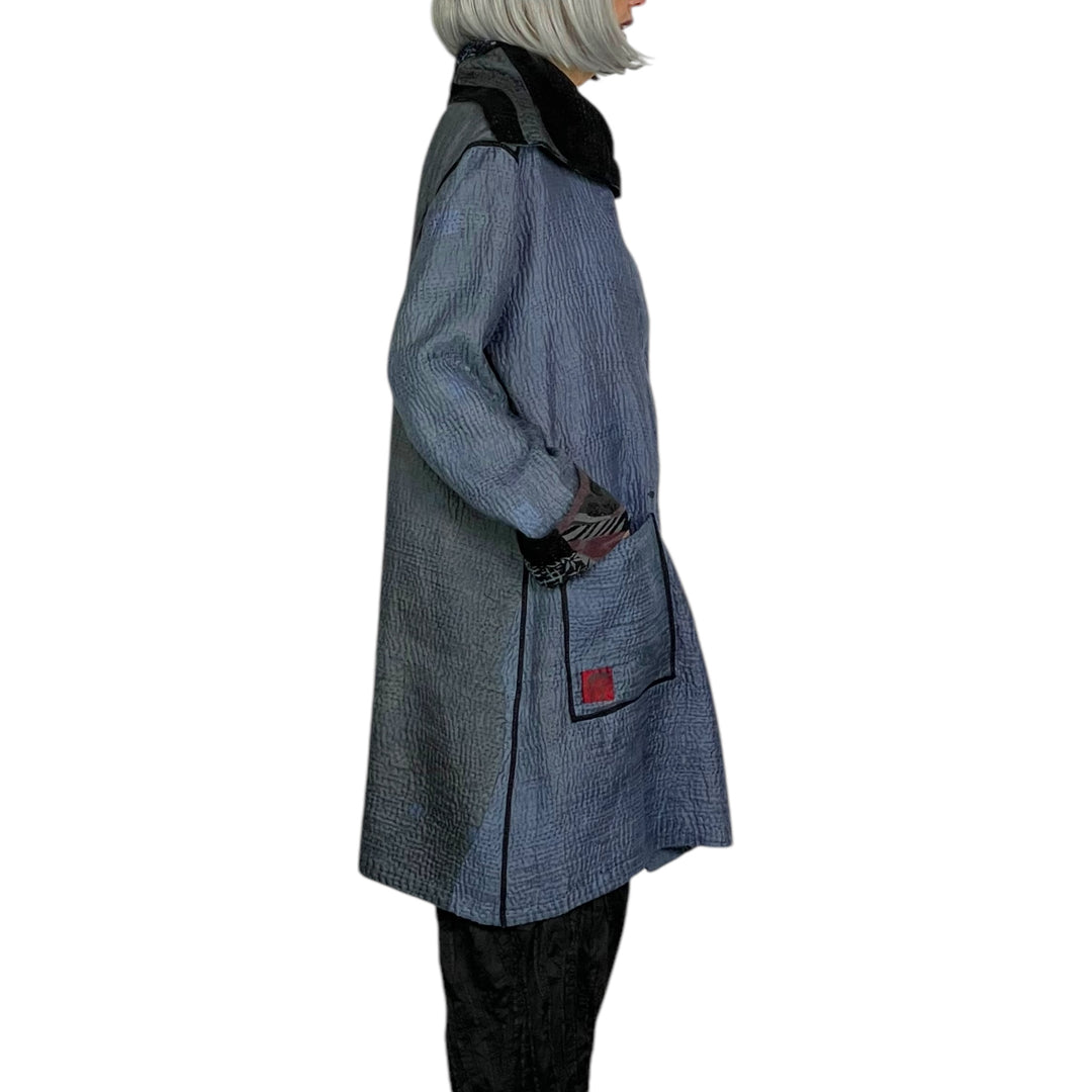 SILK JACQUARD POCKET MEDIUM COAT