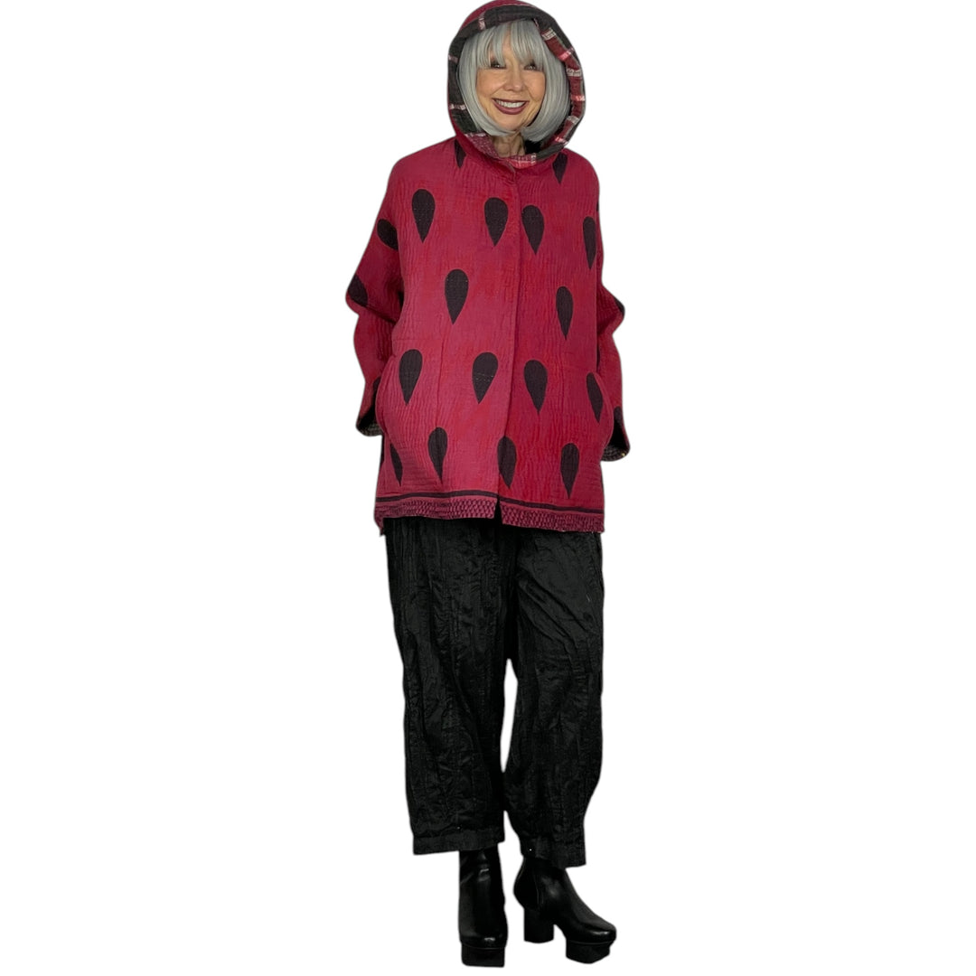 QUILTED HOODIE PONCHO JACKET