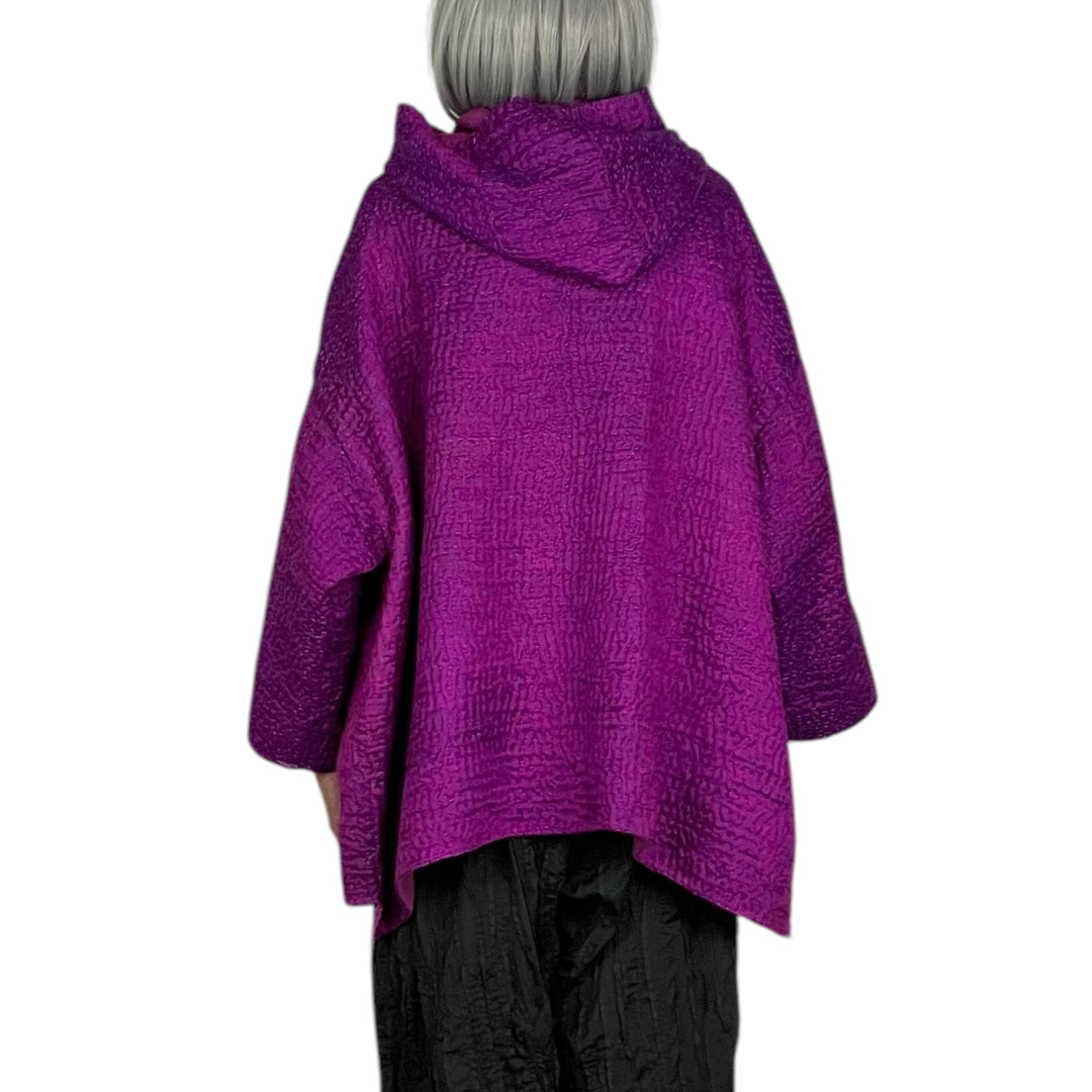 JACQUARD HOODIE PONCHO JACKET