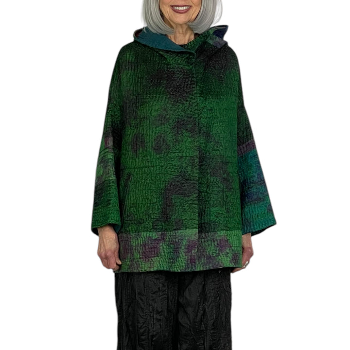 JACQUARD HOODIE PONCHO JACKET