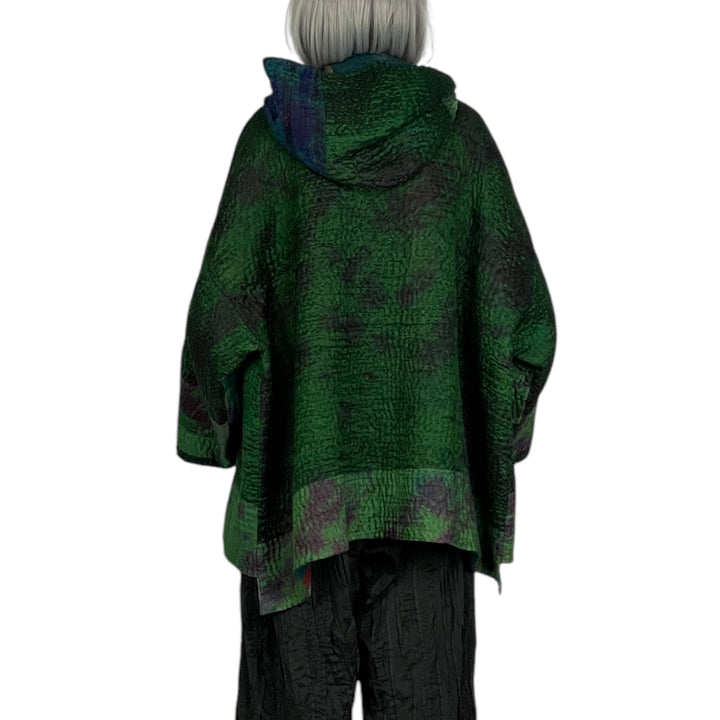 JACQUARD HOODIE PONCHO JACKET