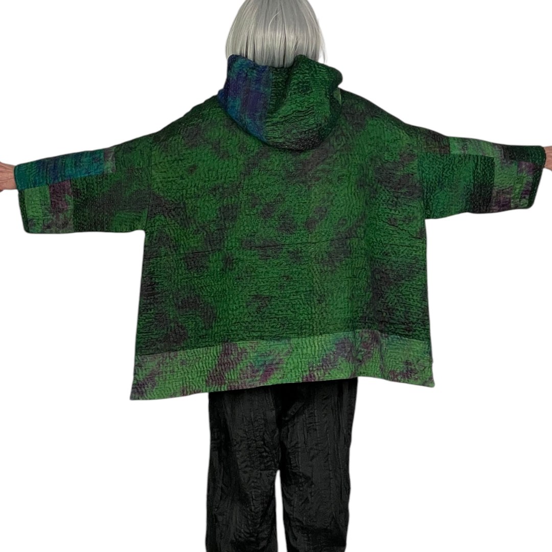 JACQUARD HOODIE PONCHO JACKET