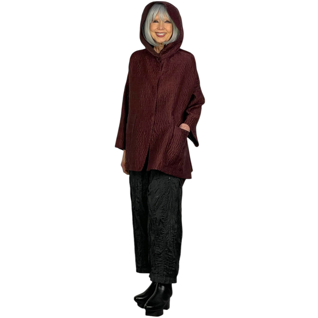 JACQUARD HOODIE PONCHO JACKET