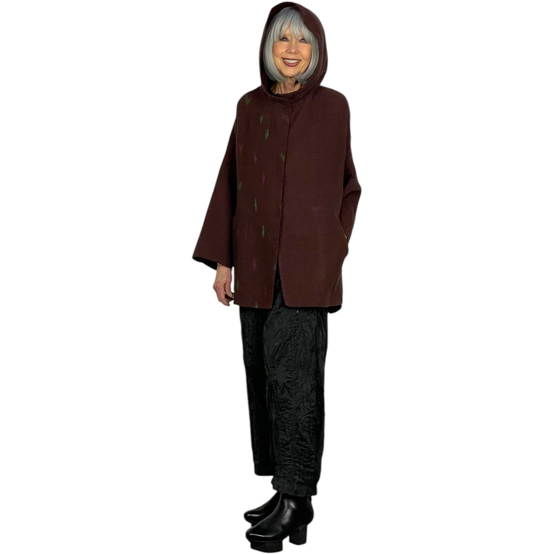 JACQUARD HOODIE PONCHO JACKET