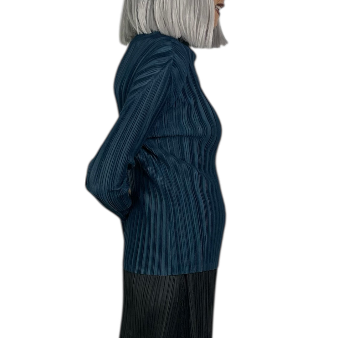 RIB PLEATS NOVEMBER HI-NECK TOP