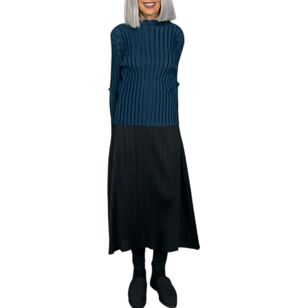 RIB PLEATS NOVEMBER HI-NECK TOP