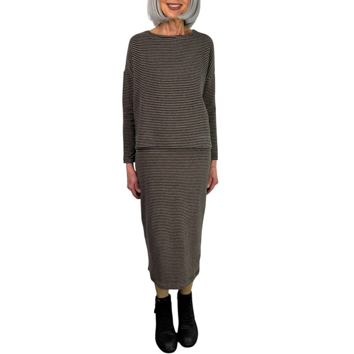 LILLA MICRO-STRIPE SLIM SKIRT