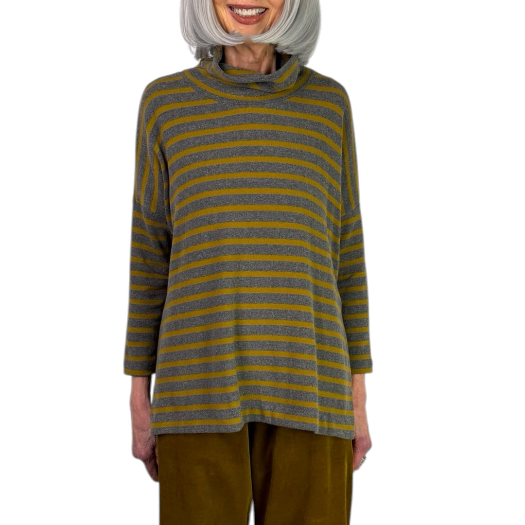 DINA STRIPED COWL NECK TOP