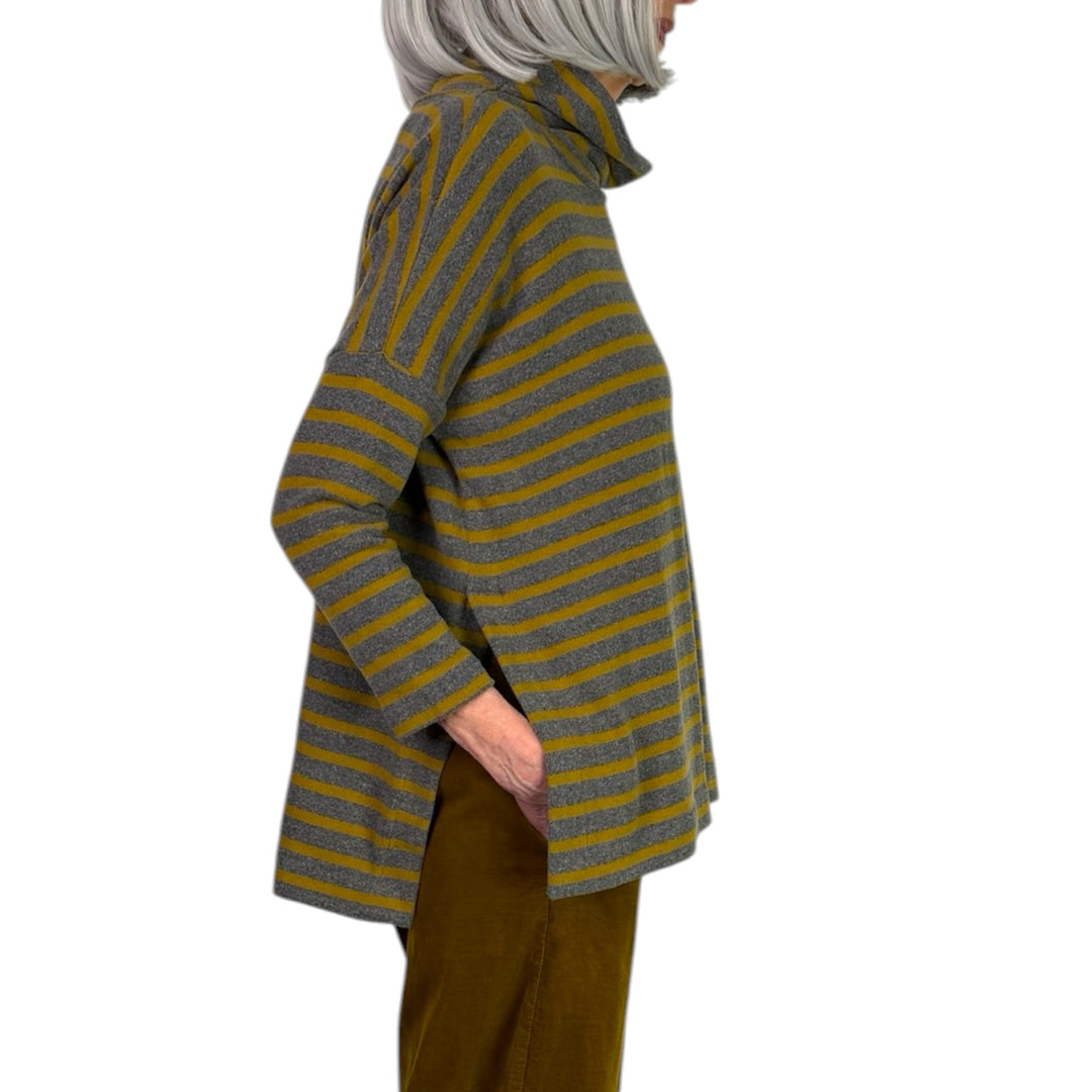 DINA STRIPED COWL NECK TOP