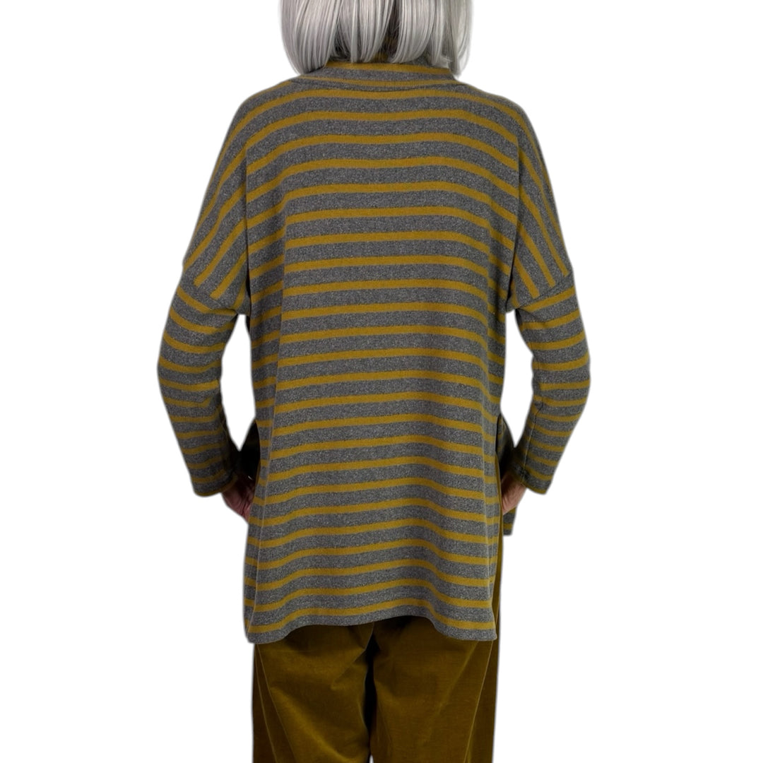 DINA STRIPED COWL NECK TOP