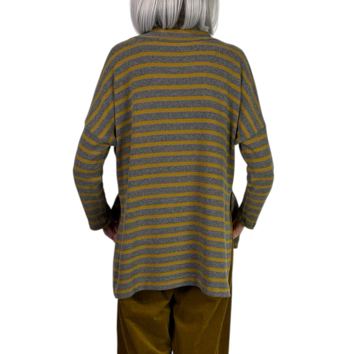 DINA STRIPED COWL NECK TOP