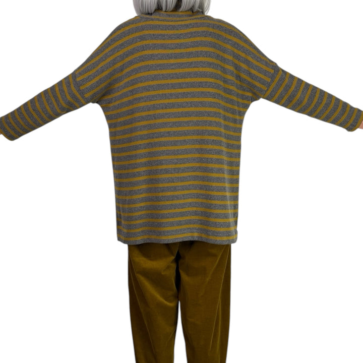 DINA STRIPED COWL NECK TOP