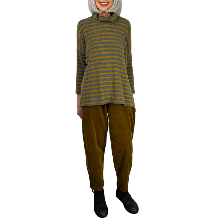 DINA STRIPED COWL NECK TOP